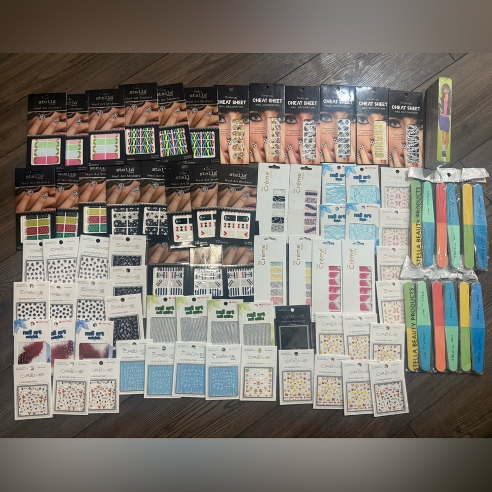 540+ Nail Sticker Inventory Lot Stella Crème Shop NEW 45 Packs Files